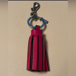 COACH LEGACY LEATHER TASSEL KEY FOB KEYRING KEYCHAIN FUSCHIA 62376